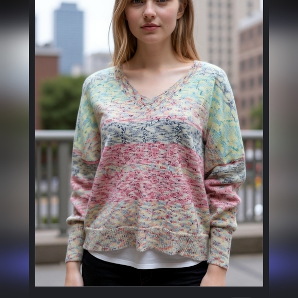 Modcloth Multi Color V-Neck Sweater - Picture 1 of 7